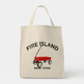 Fire Island grote versie Rode Wagen Long Island NY Tote Bag (Achterkant)