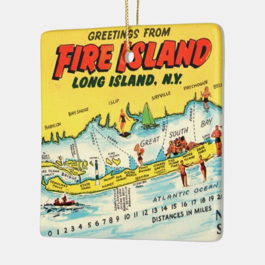 Fire Island Kleurrijke Kaart Ornament (Links)