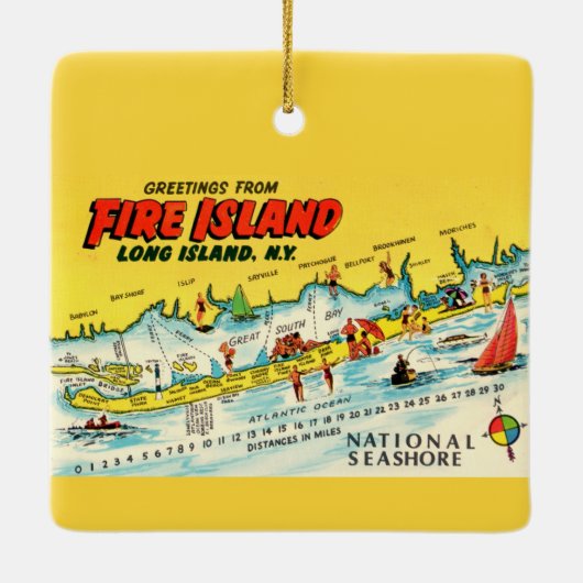 Fire Island Kleurrijke Kaart Ornament (Achterkant)