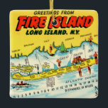 Fire Island Kleurrijke Kaart Ornament<br><div class="desc">Een prachtige  briefkaart kaart van Fire Island hergebruikt!</div>
