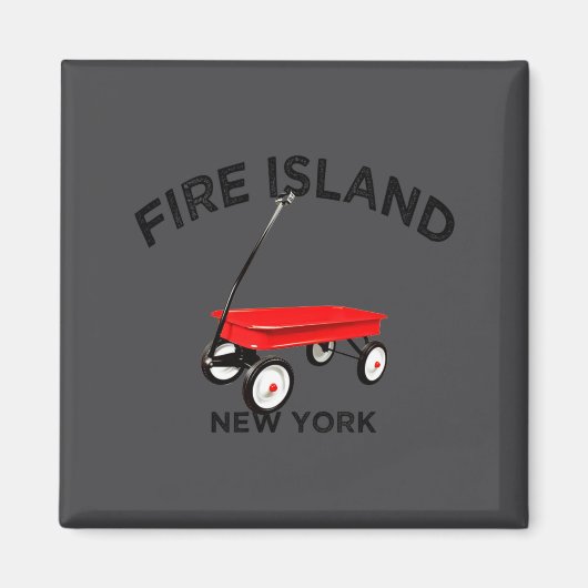 Fire Island Large Version Red Wagon Long Island Ny Magneet (Voorkant)