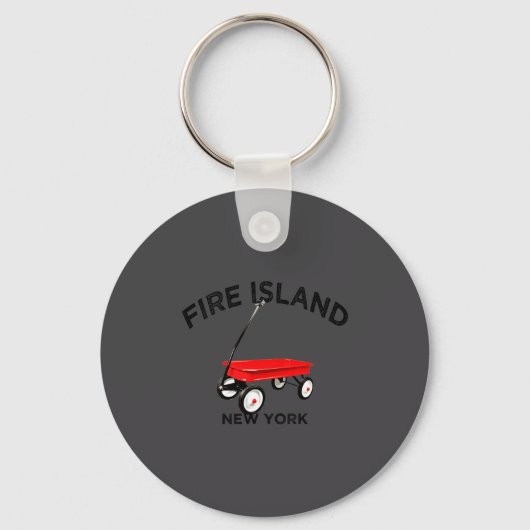 Fire Island Large Version Red Wagon Long Island Ny Sleutelhanger (Voorkant)