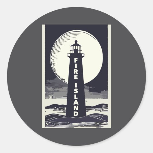 Fire Island Lighthouse New York Maan Ronde Sticker (Voorkant)