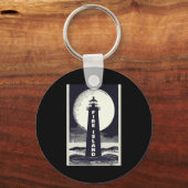 Fire Island Lighthouse New York Maan Sleutelhanger (Voorkant)