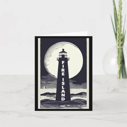 Fire Island Lighthouse New York Moon  Kaart (Voorkant)