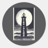 Fire Island Lighthouse New York Moon Ronde Sticker (Voorkant)