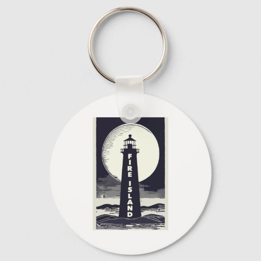 Fire Island Lighthouse New York Moon  Sleutelhanger (Voorkant)