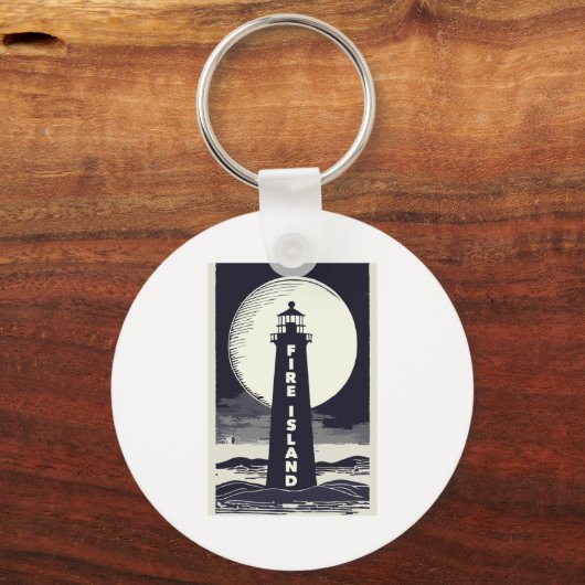 Fire Island Lighthouse New York Moon  Sleutelhanger (Voorkant)