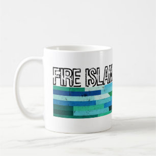 Fire Island NY blauw groen abstract vintage ontwer Koffiemok