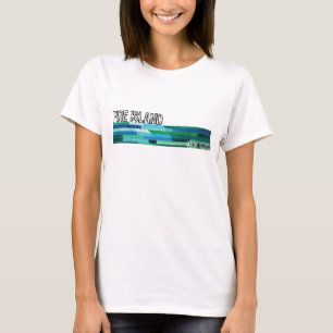 Fire Island NY blauw groen abstract vintage ontwer T-shirt