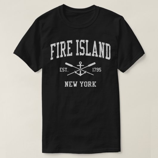 Fire Island NY Crossed Oars Boat Anchor SP T-shirt (Design voorkant)
