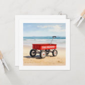 Fire Island red wagon sandy beach LI New York Kaart (Voorkant / Achterkant in situ)