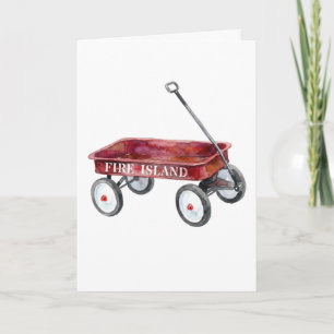 Fire Island Rode Wagen Aquarel Strandvakantie Kaart