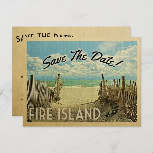 Fire Island Save the Date  Beach Nautical Aankondigingskaart (Voorkant / Achterkant)