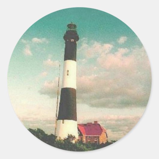 'Fire Island Vuurtoren bij zonsondergang' Stickers (Voorkant)