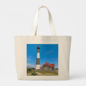 Fire Island Vuurtoren, New York Grote Canvas tas (Achterkant)