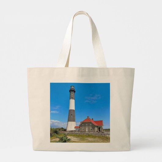 Fire Island Vuurtoren, New York Grote Canvas tas (Achterkant)