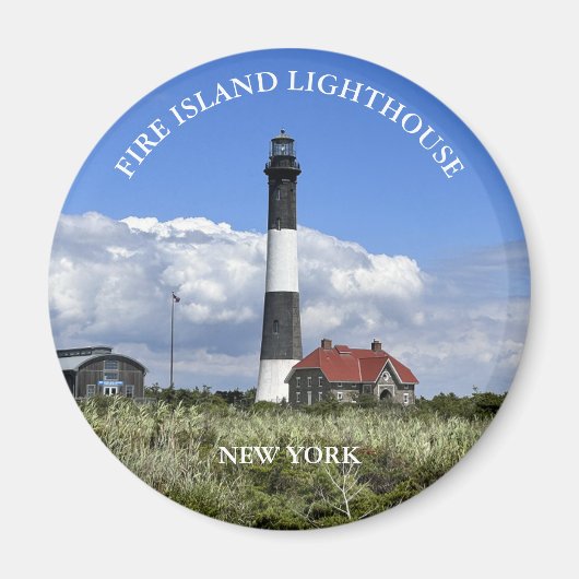 Fire Island Vuurtoren New York Ronde Magnet (Voorkant)