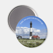 Fire Island Vuurtoren New York Ronde Magnet (Voorkant / Achterkant)