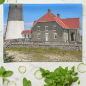 Fire Island Vuurtoren, New York Theedoek (Gevouwen)