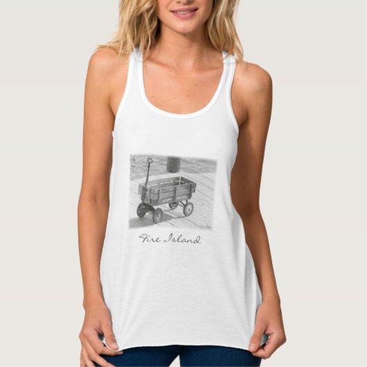 'Fire Island Wagon' Dames Tanktop Met Racerback (Voorkant)