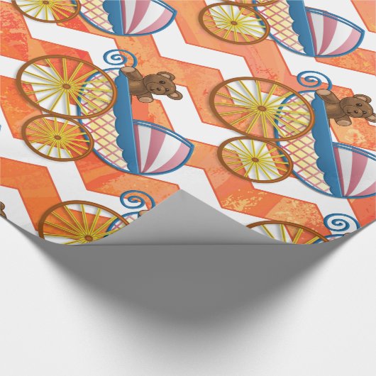 Fire Lake Oranje Chevron Baby Cadeaupapier (Hoek)