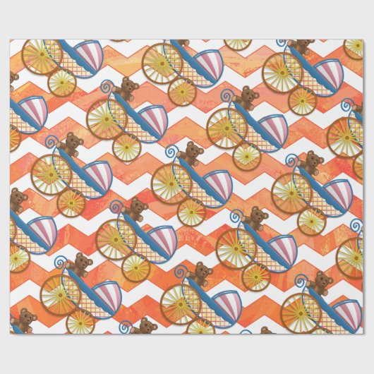 Fire Lake Oranje Chevron Baby Cadeaupapier (Vlak)
