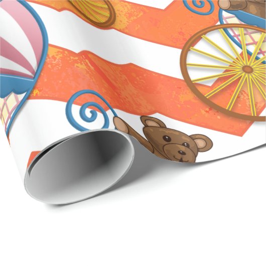 Fire Lake Oranje Chevron Baby Cadeaupapier (Rol Hoek)