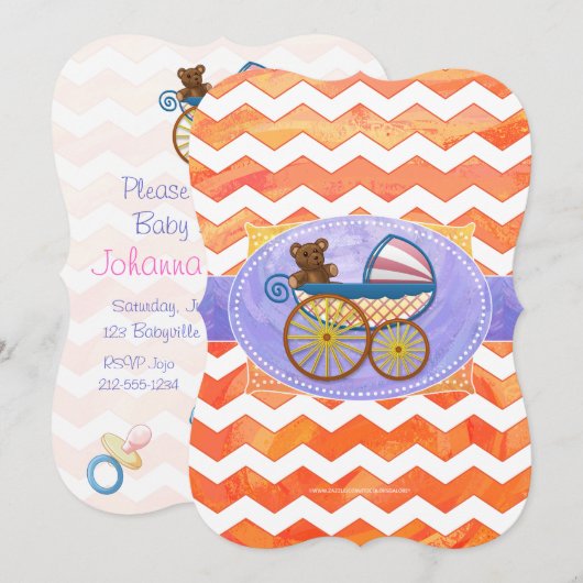 Fire Lake Oranje Chevron Baby Kaart (Voorkant / Achterkant)