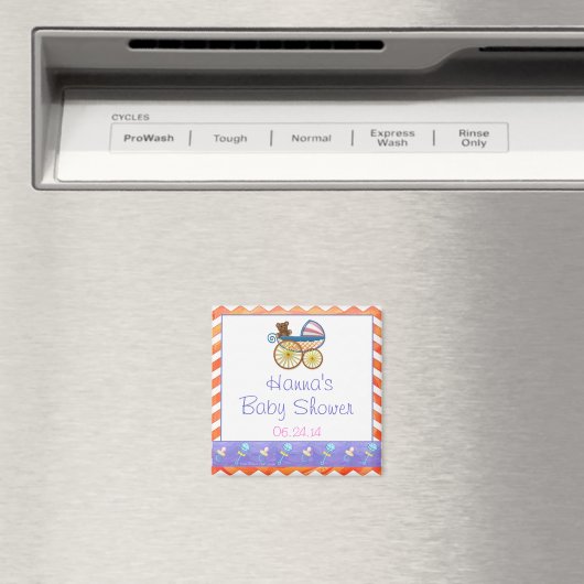 Fire Lake Oranje Chevron Baby Magneet (Insitu (Vaatwasser))