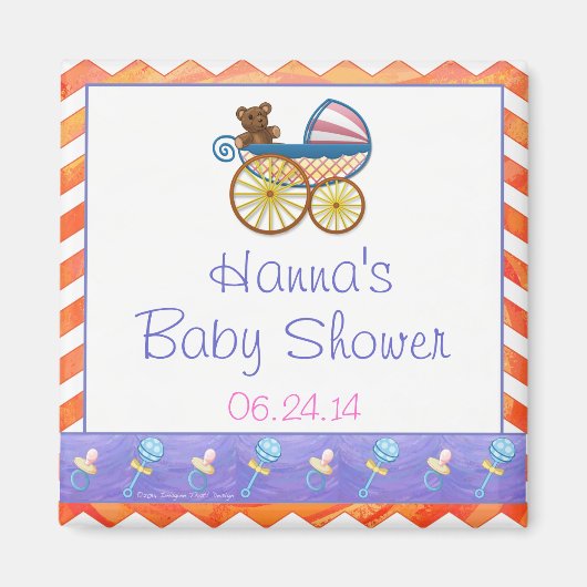 Fire Lake Oranje Chevron Baby Magneet (Voorkant)