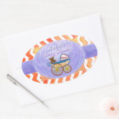 Fire Lake Oranje Chevron Baby Ovale Sticker (Envelop)