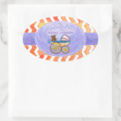 Fire Lake Oranje Chevron Baby Ovale Sticker (Tas)