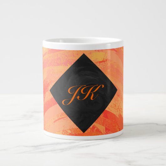 Fire Lake Oranje en Black Monogram Grote Koffiekop (Voorkant)
