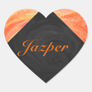 Fire Lake Oranje en Black Monogram Hart Sticker