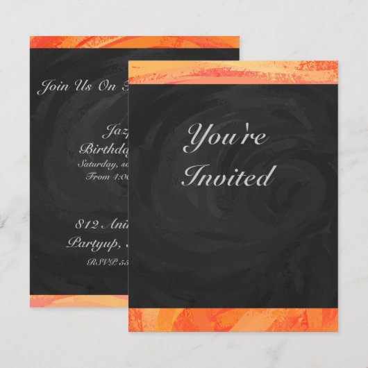 Fire Lake Oranje en Black Monogram Kaart (Voorkant / Achterkant)