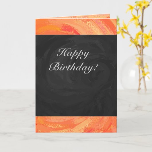 Fire Lake Oranje en Black Monogram Kaart (Gele Bloem)