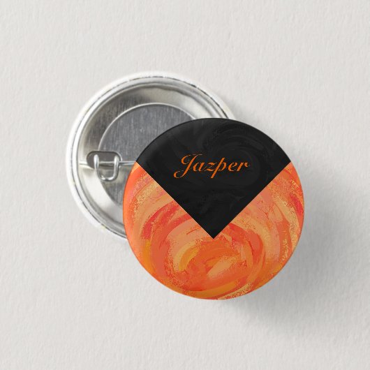Fire Lake Oranje en Black Monogram Ronde Button 3,2 Cm (Voorkant /achterkant)