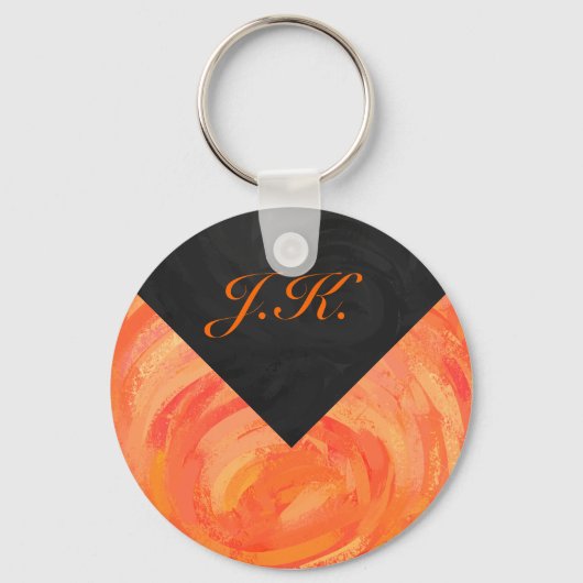 Fire Lake Oranje en Black Monogram Sleutelhanger (Voorkant)
