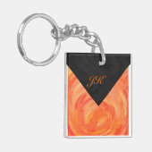 Fire Lake Oranje en Black Monogram Sleutelhanger (Voorkant Links)