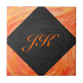 Fire Lake Oranje en Black Monogram Tegeltje (Voorkant)