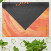 Fire Lake Oranje en Black Monogram Theedoek (Gevouwen)