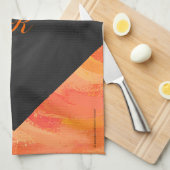 Fire Lake Oranje en Black Monogram Theedoek (Quarter Fold)