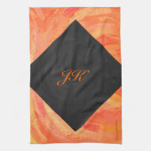 Fire Lake Oranje en Black Monogram Theedoek (Verticaal)