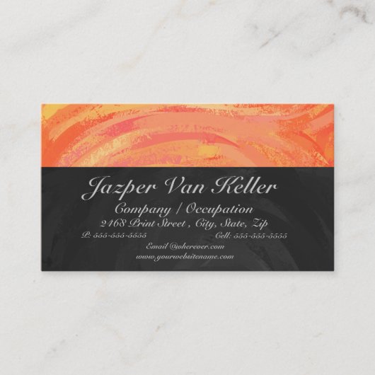 Fire Lake Oranje en Black Monogram Visitekaartje (Voorkant)
