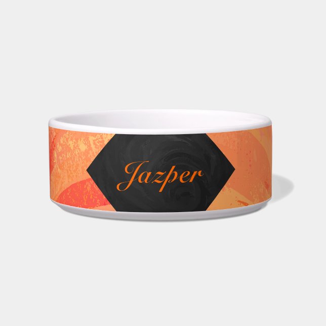 Fire Lake Oranje en Black Monogram Voerbakje (Voorkant)