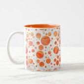 Fire Lake Oranje Polka Dot Pattern Tweekleurige Koffiemok (Links)