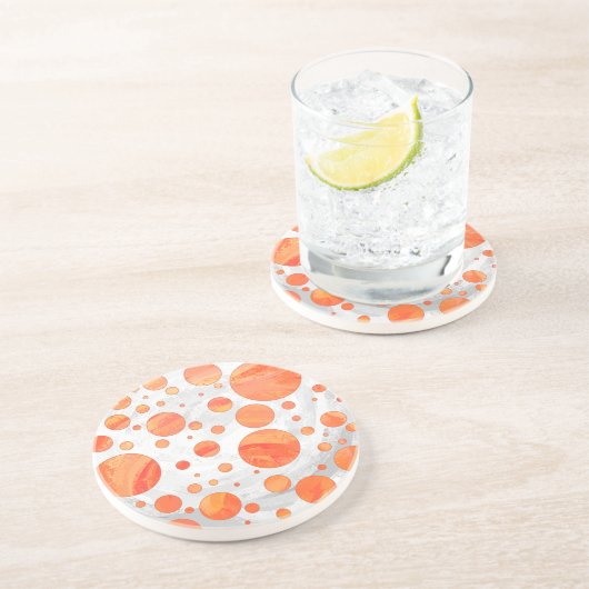 Fire Lake Oranje Polka Dot Pattern Zandsteen Onderzetter (Zijkant)