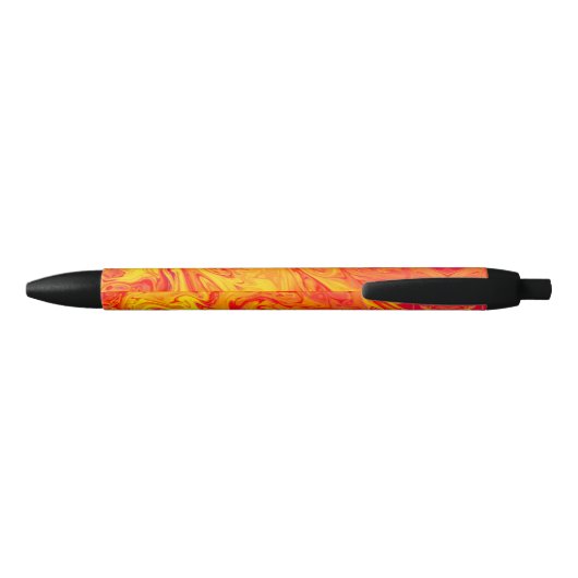 Fire Lava Volcano Marble Zwarte Inkt Pen (Achterkant)
