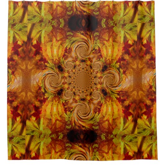 Fire Leaf Swirls Showgordijn Douchegordijn (Voorkant)